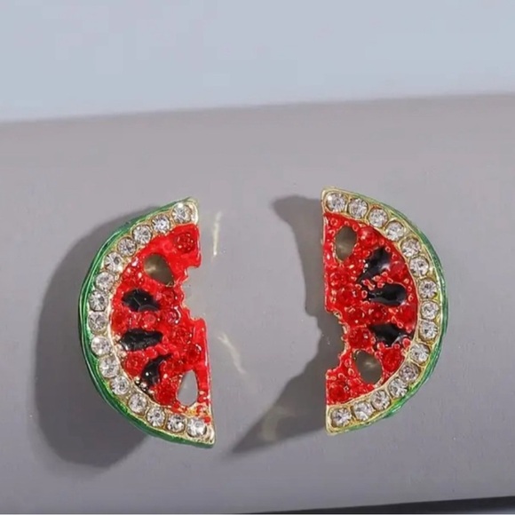 None Jewelry - Betsey Johnson Sparkling Watermelon Stud Earrings